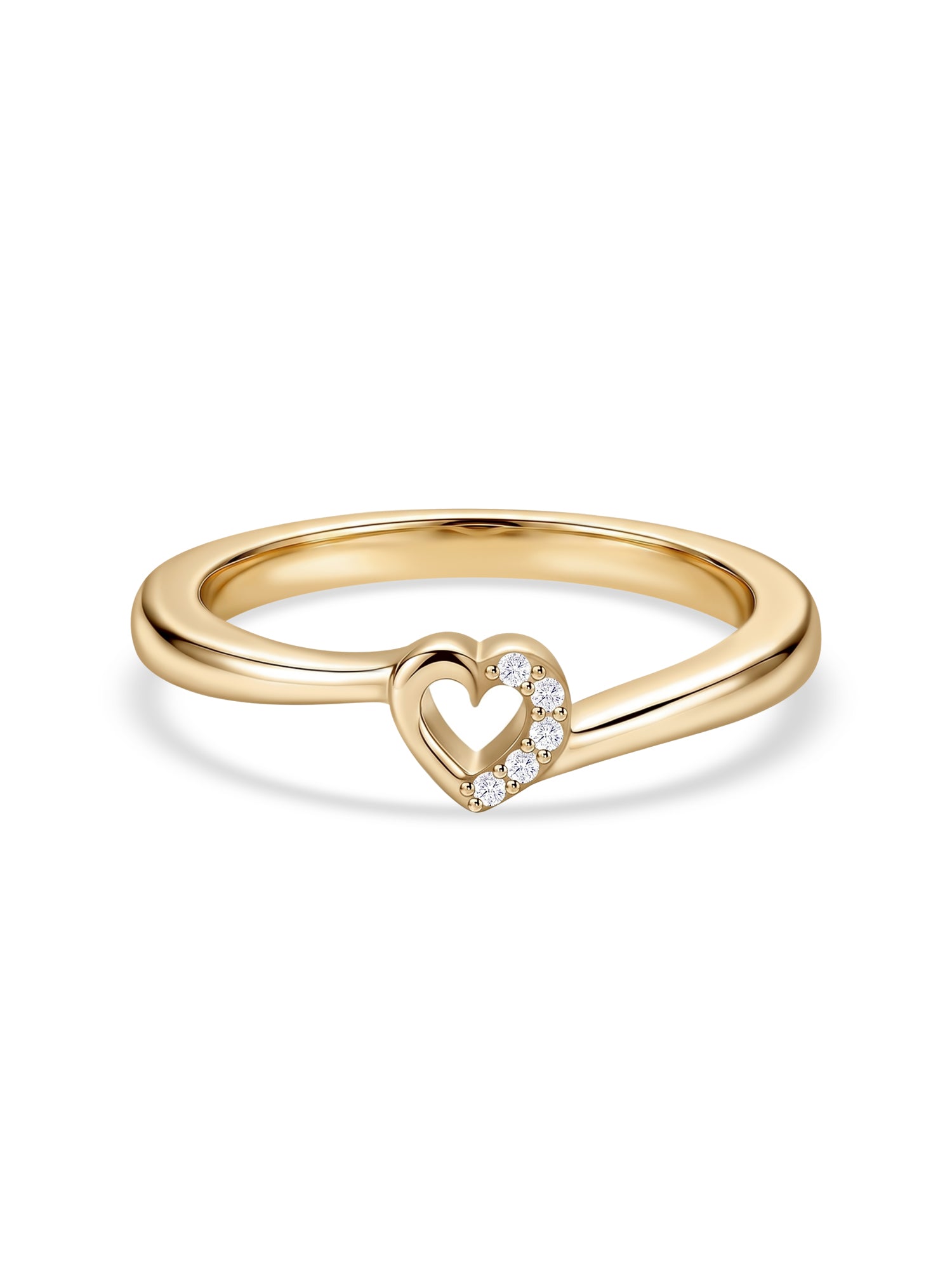 9K Yellow Gold Lab Grown Diamond Open Heart Ring