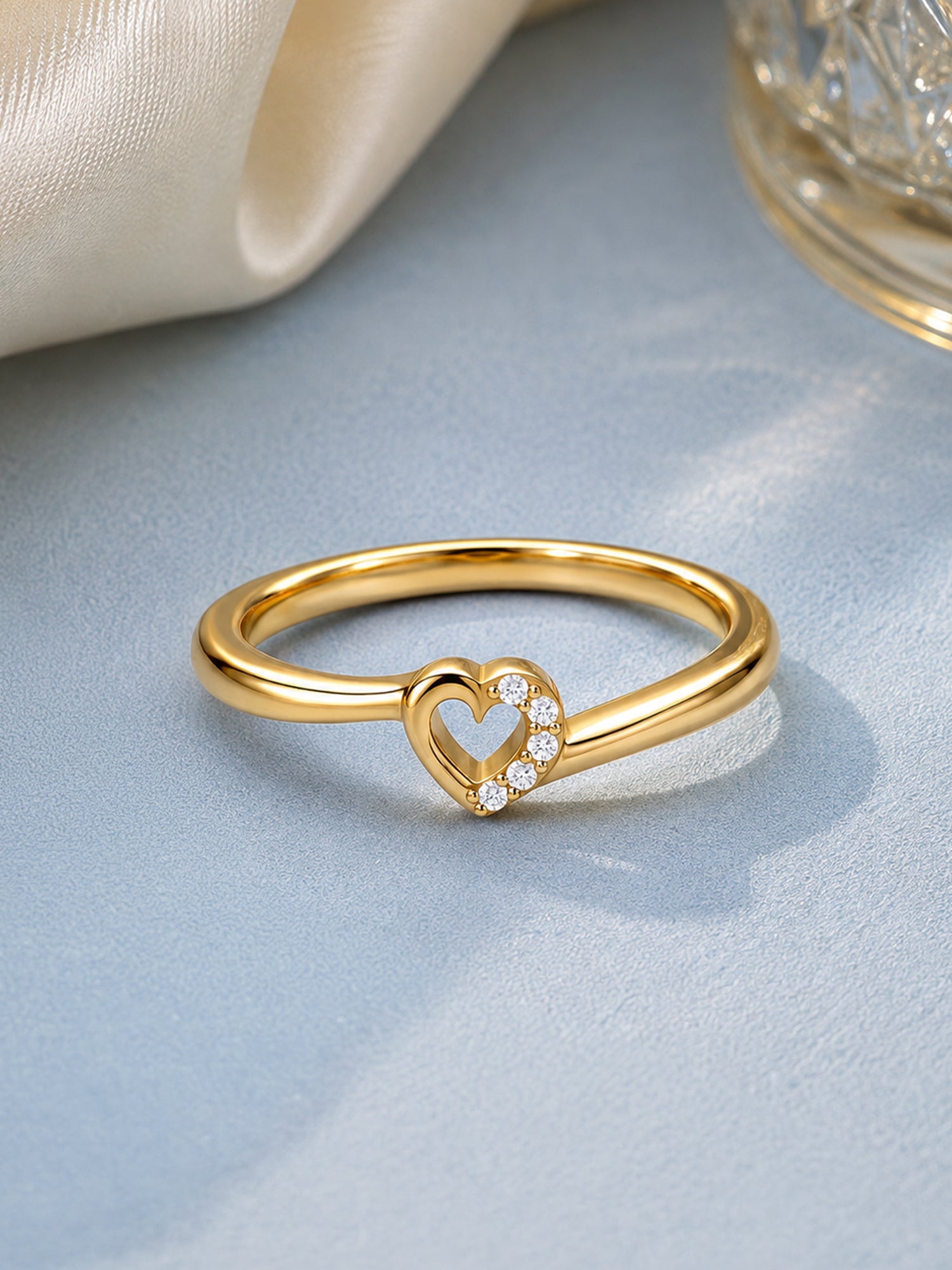 9K Yellow Gold Lab Grown Diamond Open Heart Ring