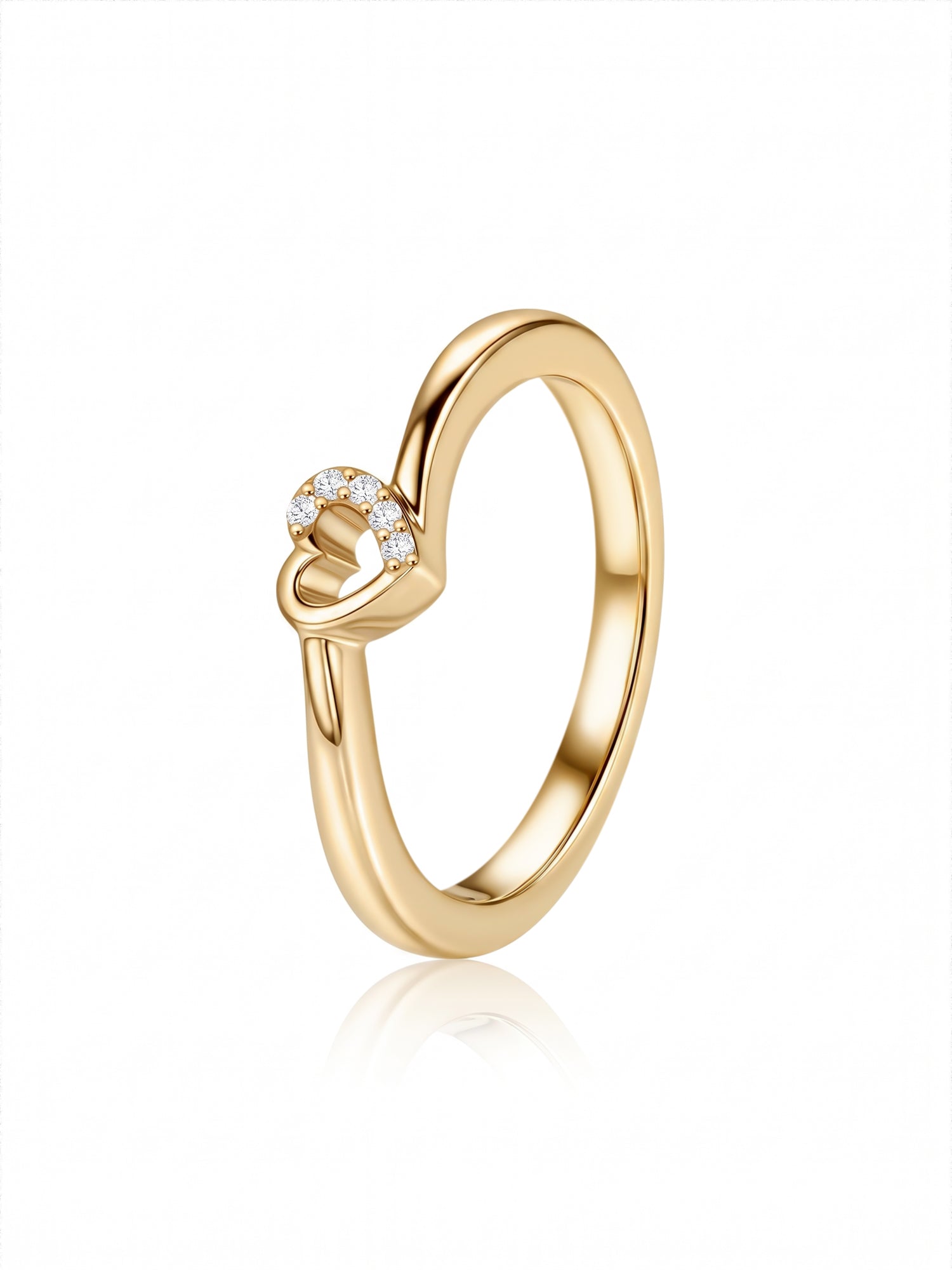 9K Yellow Gold Lab Grown Diamond Open Heart Ring