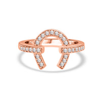 Twisted Spark American Diamond horseshoe Rose Gold Plated Ring
