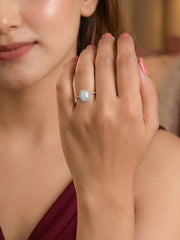 1.5 Carat American Diamond Adjustable Halo Ring in 925 Silver