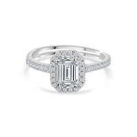 1.5 Carat American Diamond Adjustable Halo Ring in 925 Silver