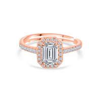 1.5 Carat American Diamond Rose Gold Adjustable Halo Ring