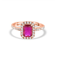 Rose Gold Ruby CZ Adjustable Statement Party Ring