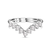 American Diamond Adjustable Chevron Ring In 925 Silver
