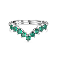 Emerald CZ Adjustable Chevron Ring In 925 Silver
