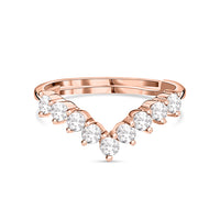American Diamond Rose Gold Adjustable Chevron Ring For Her