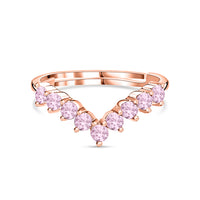 Rose Gold Pink CZ Adjustable Chevron Ring In 925 Silver