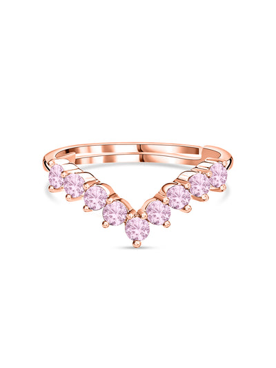 Rose Gold Plated Pink CZ Adjustable Chevron Ring for Women