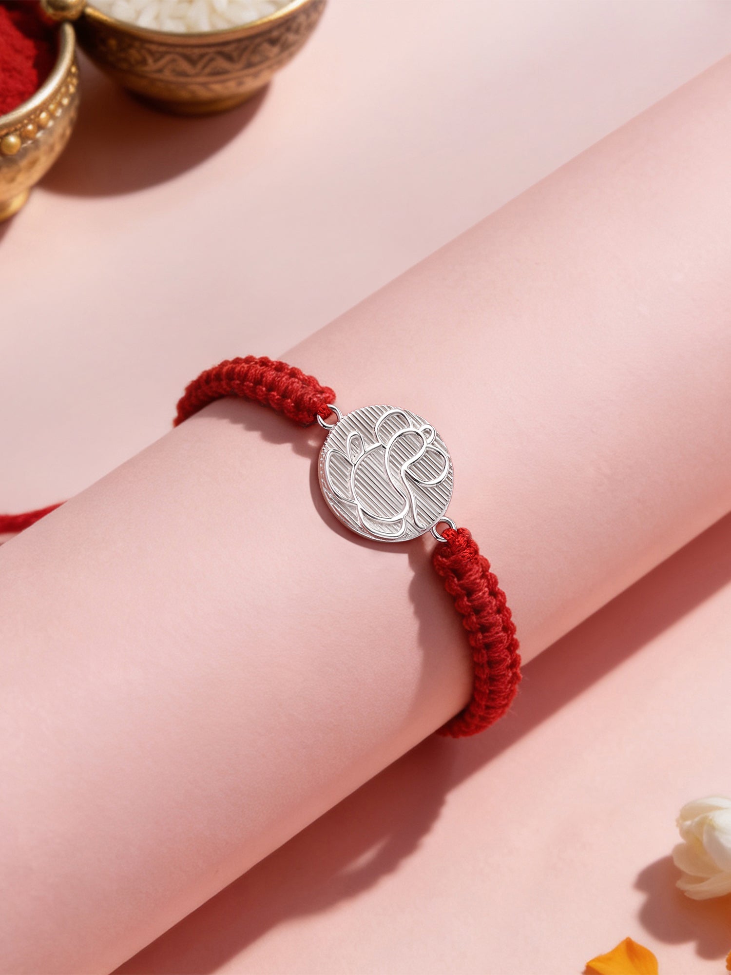 Artistic Ganesha Silver Rakhi For Bhai