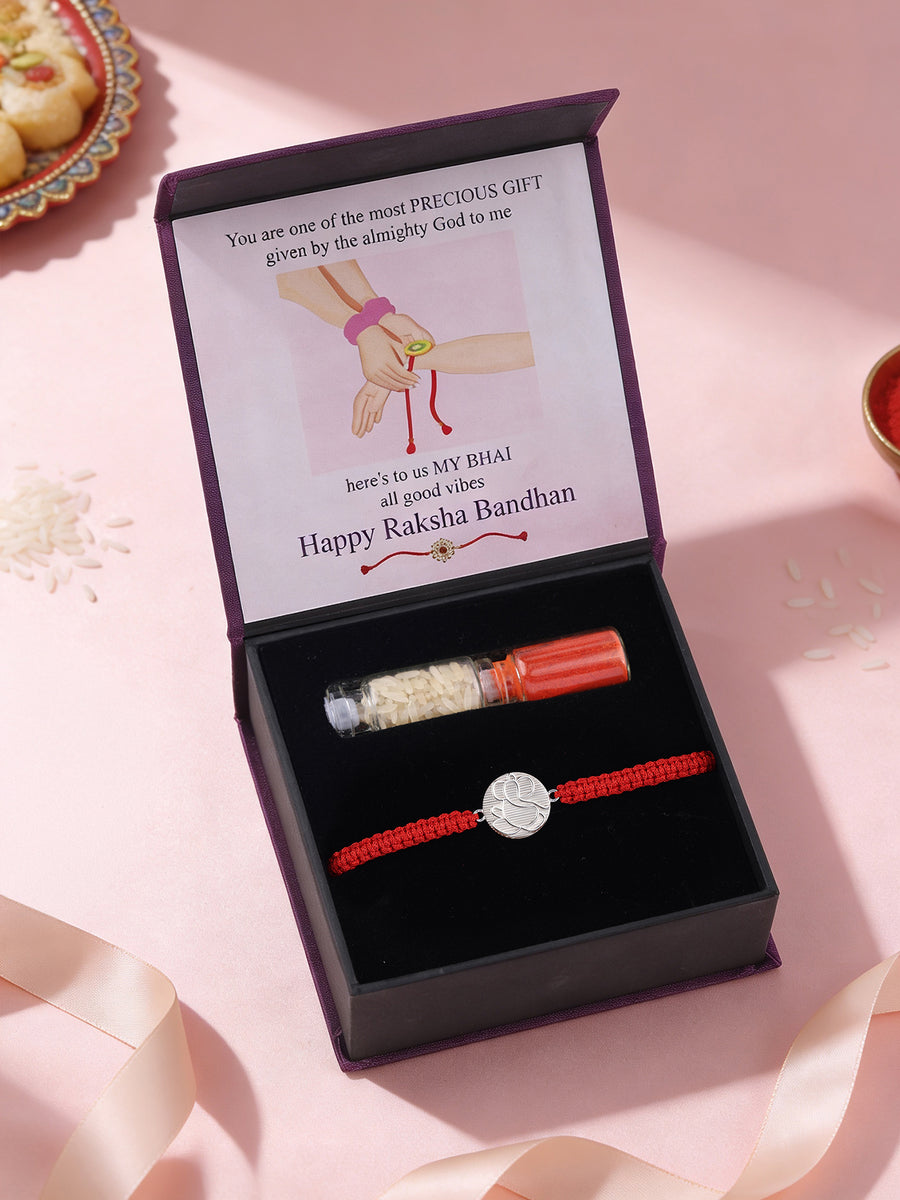 Artistic Ganesha Silver Rakhi For Bhai