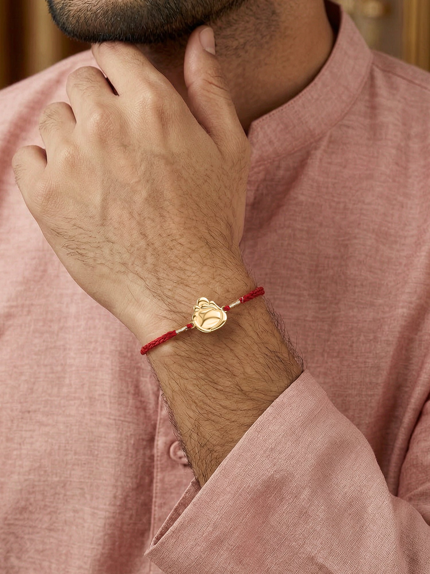 Minimal Ganesha Gold Plated Rakhi For Brother