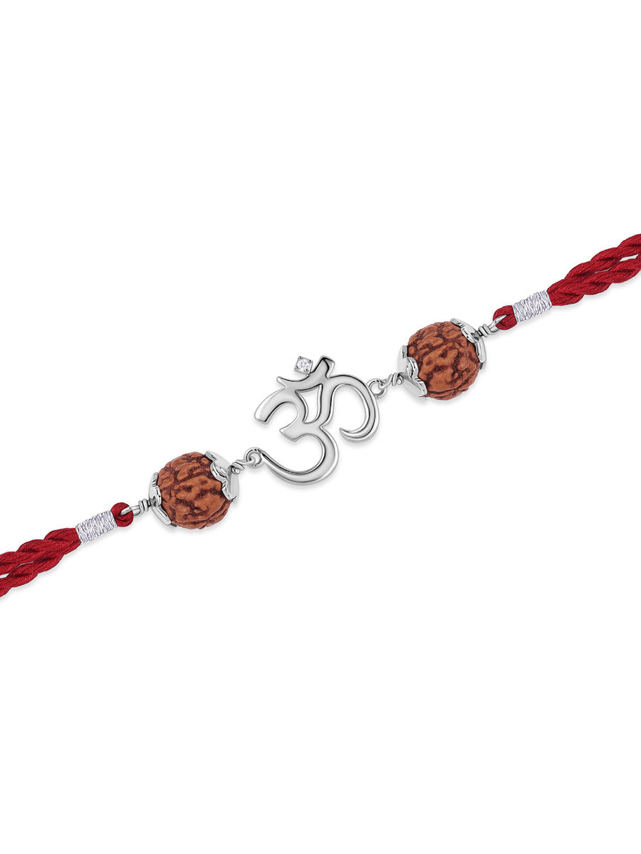 Om Rudraksha Silver Rakhi For Brother