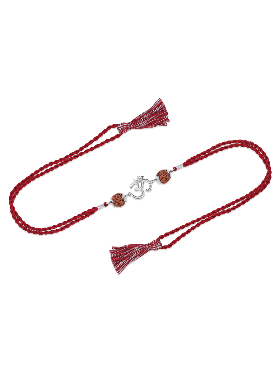 Om Rudraksha Silver Rakhi For Brother
