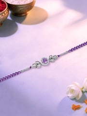 Amethyst Leaf Silver Rakhi
