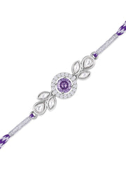 Amethyst Leaf Silver Rakhi