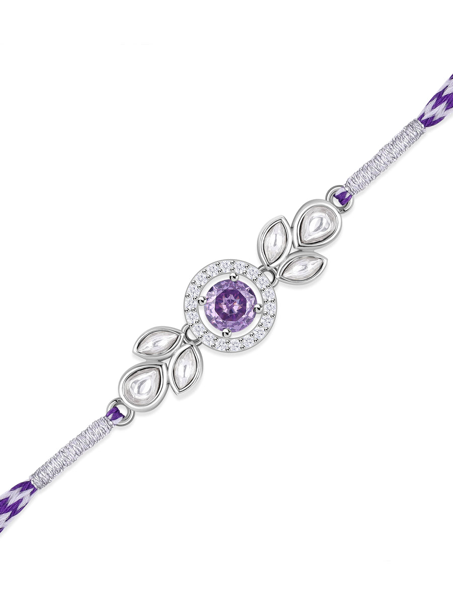 Amethyst Leaf Silver Rakhi
