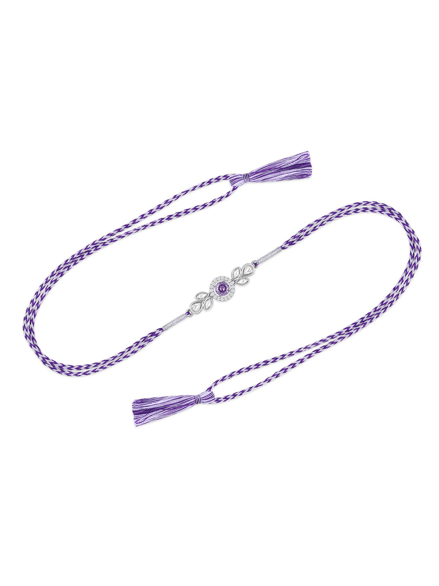 Amethyst Leaf Silver Rakhi
