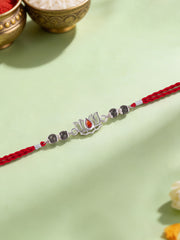 Lotus Garnet Silver Rakhi For Brother