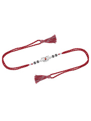 Lotus Garnet Silver Rakhi For Brother