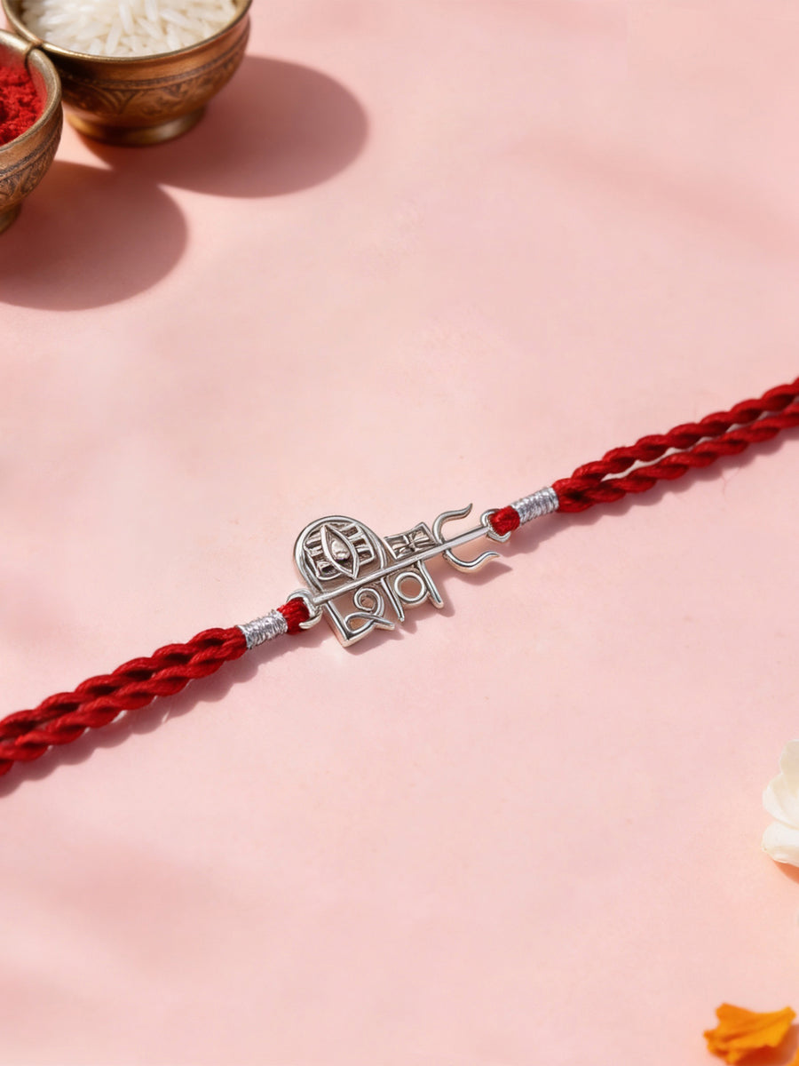 Divine Shiv Trishul Silver Rakhi