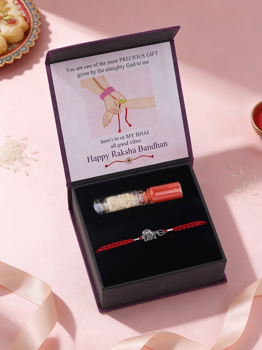 Divine Shiv Trishul Silver Rakhi