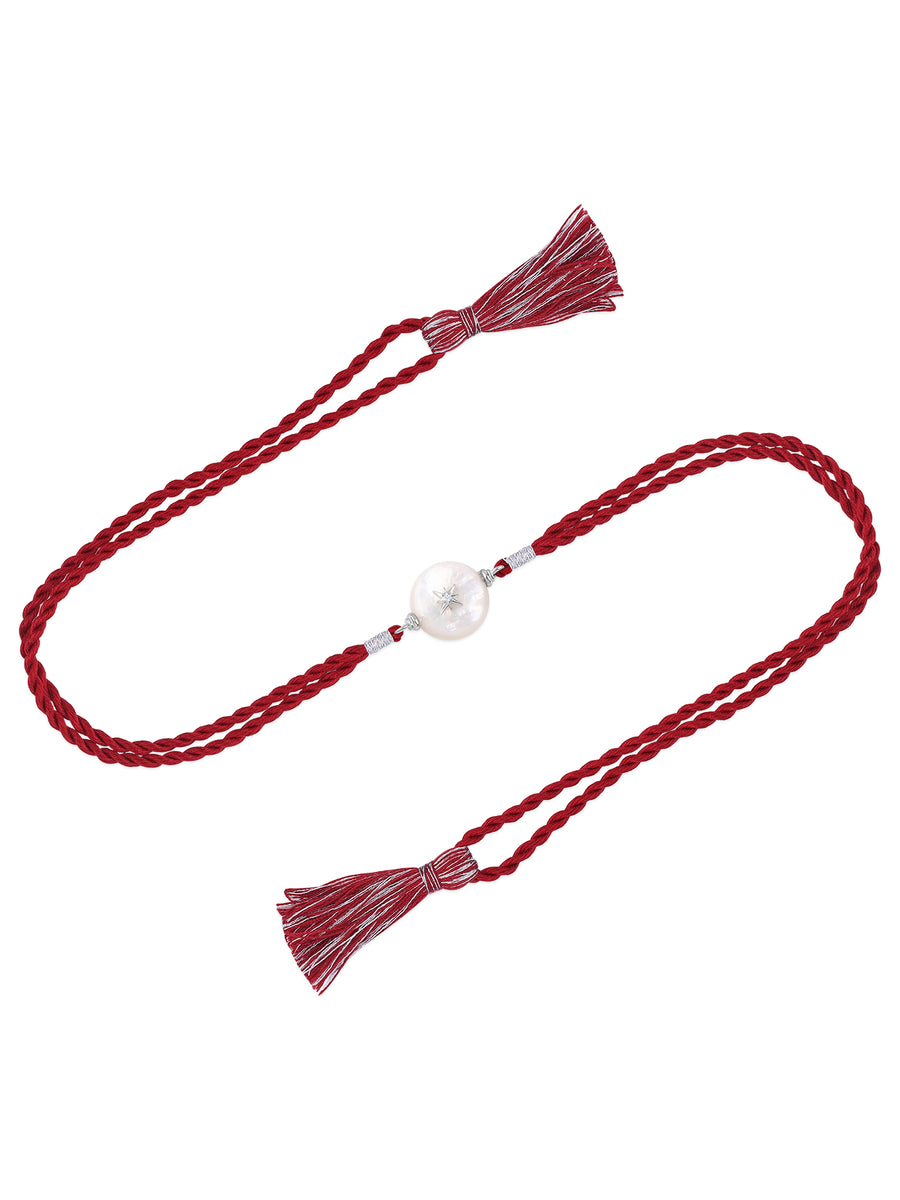 Star Charm Mother of Pear Silver Rakhi