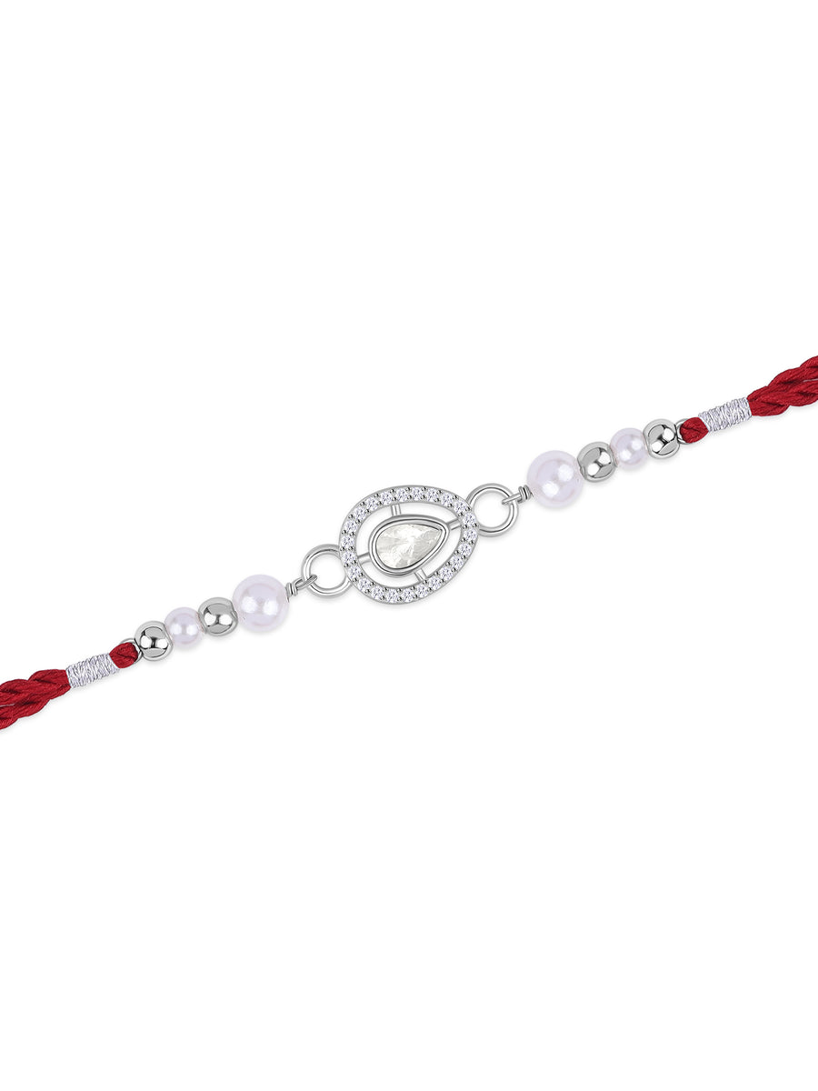 Pearl Blessings Silver Rakhi