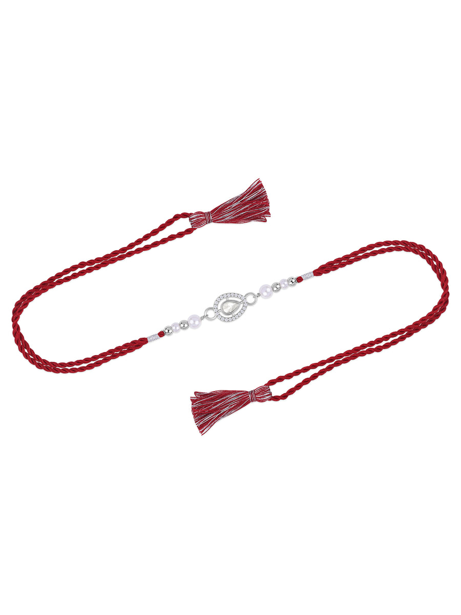 Pearl Blessings Silver Rakhi