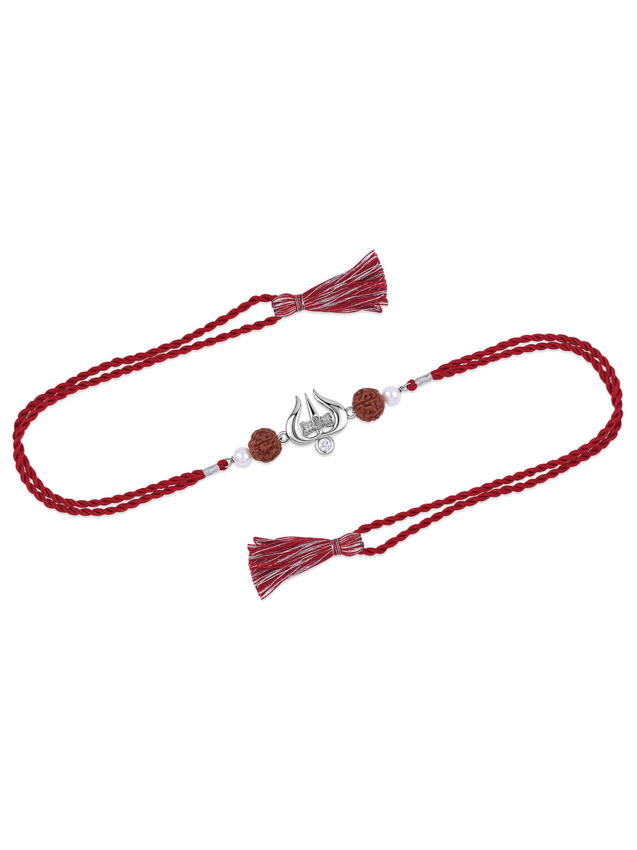 Trishul Rudraksha Silver Rakhi For Brother