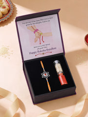 Floral Aura Garnet Silver Rakhi