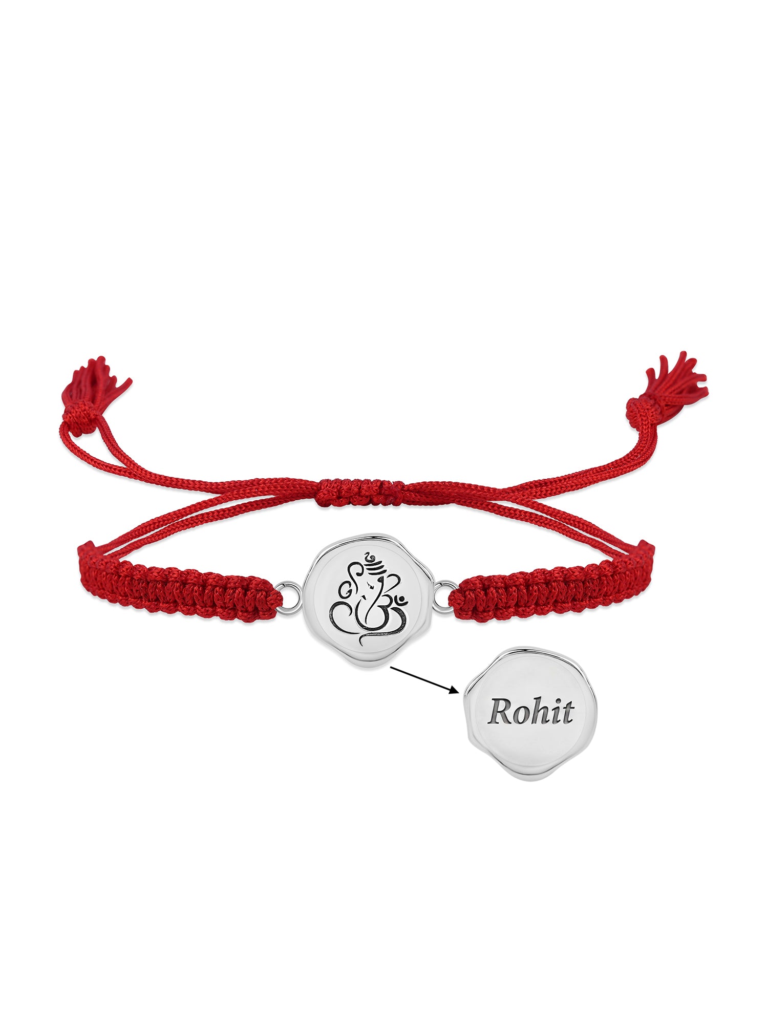 Personalised Ganesha Engraved Silver Rakhi