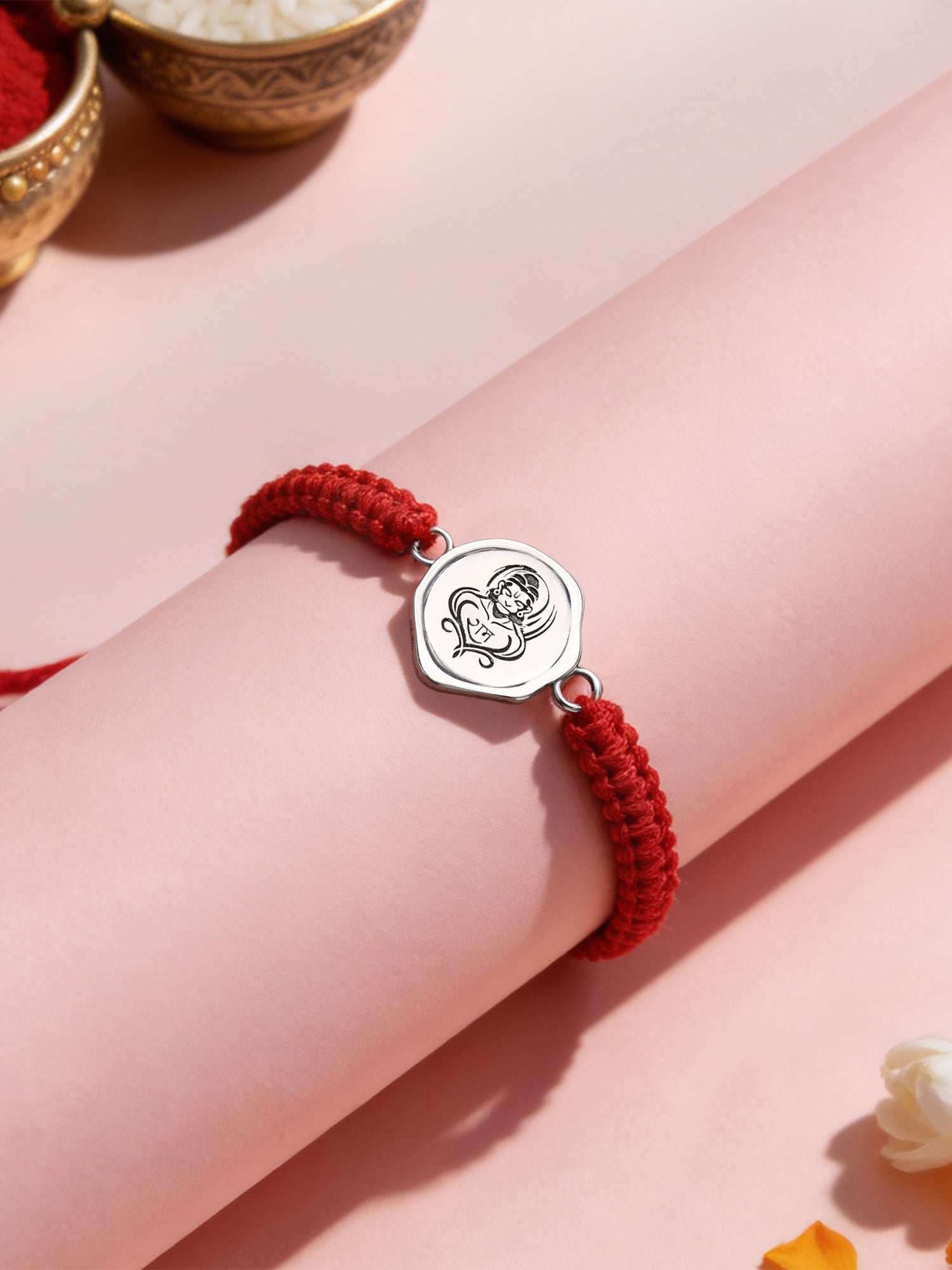 Personalised Hanuman Engraved Silver Rakhi For Bhai