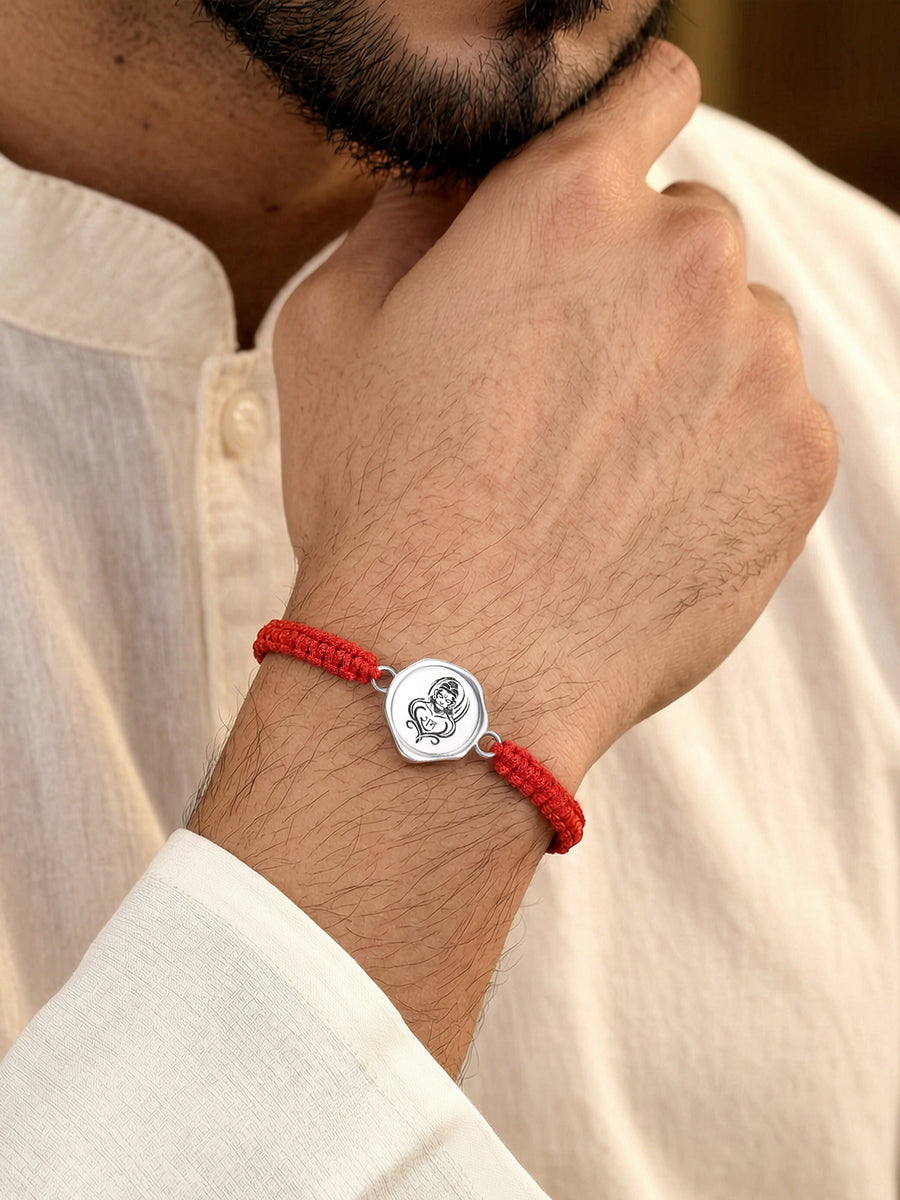 Personalised Hanuman Engraved Silver Rakhi For Bhai