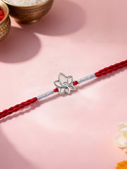 Lotus American Diamond Silver Rakhi