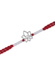 Lotus American Diamond Silver Rakhi
