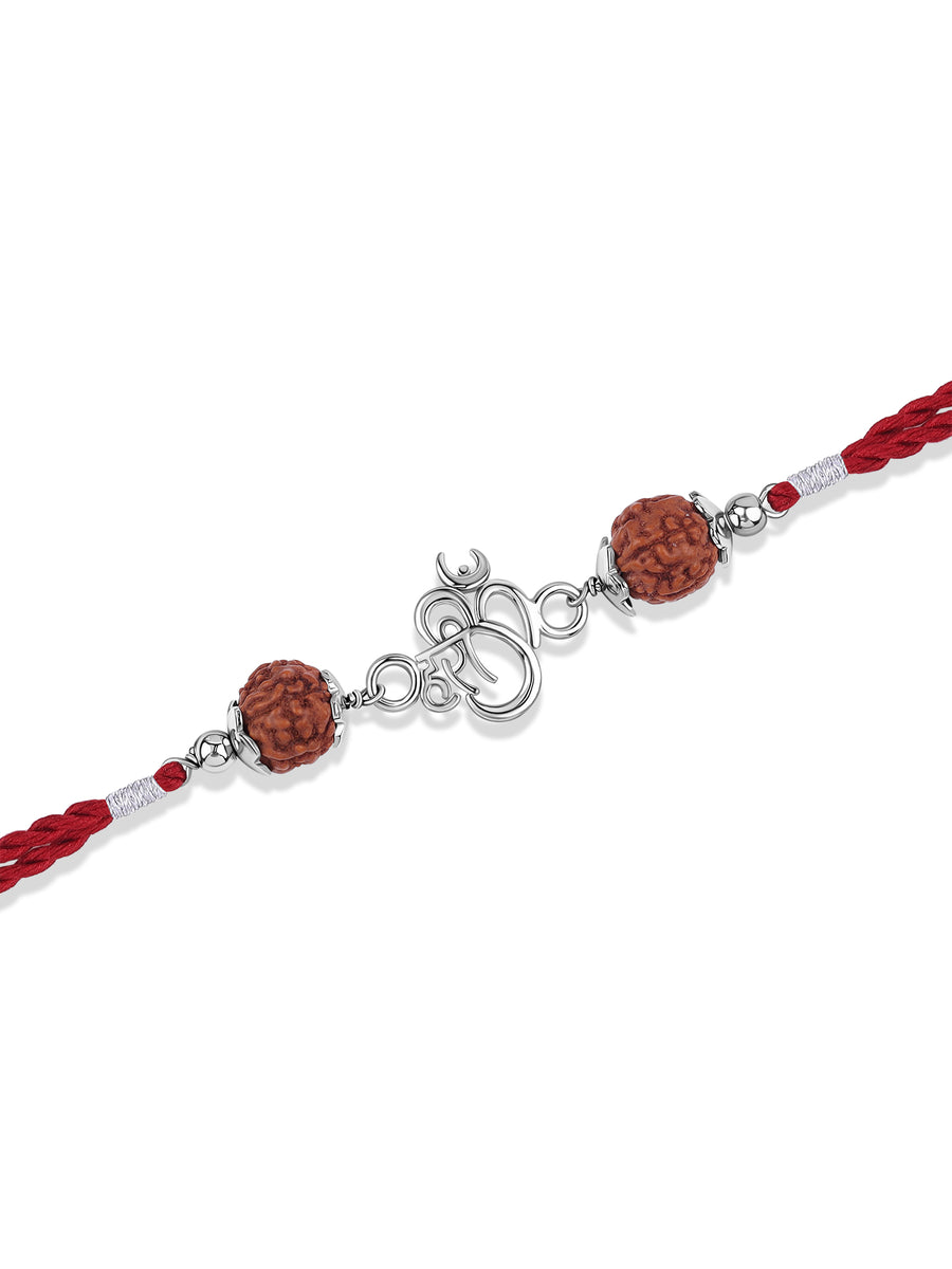 Hari Om Rudraksha Silver Rakhi
