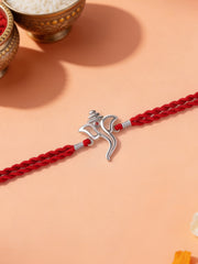 Divine Ganesh Garnet Silver Rakhi
