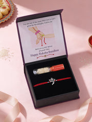 Divine Ganesh Garnet Silver Rakhi
