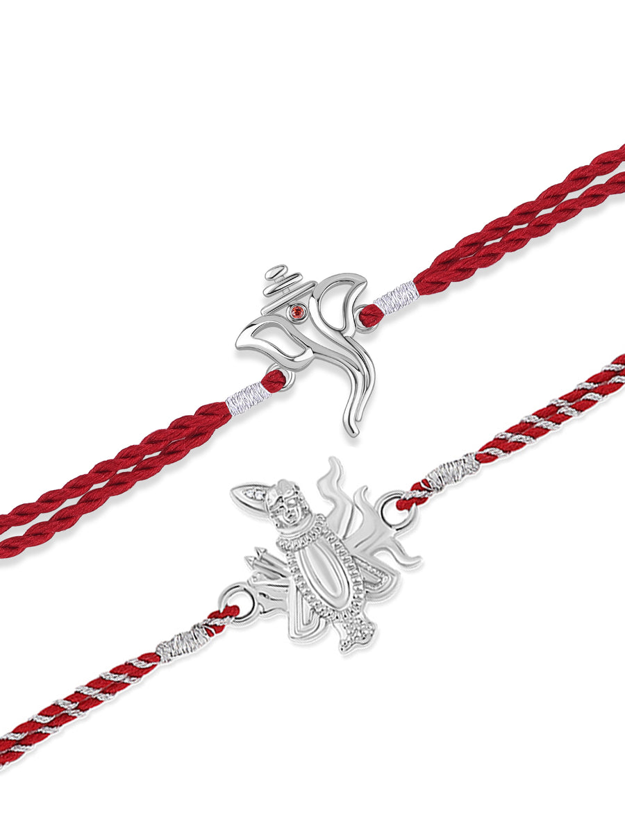 Ganesha and Shrinathji Silver Rakhi Combo