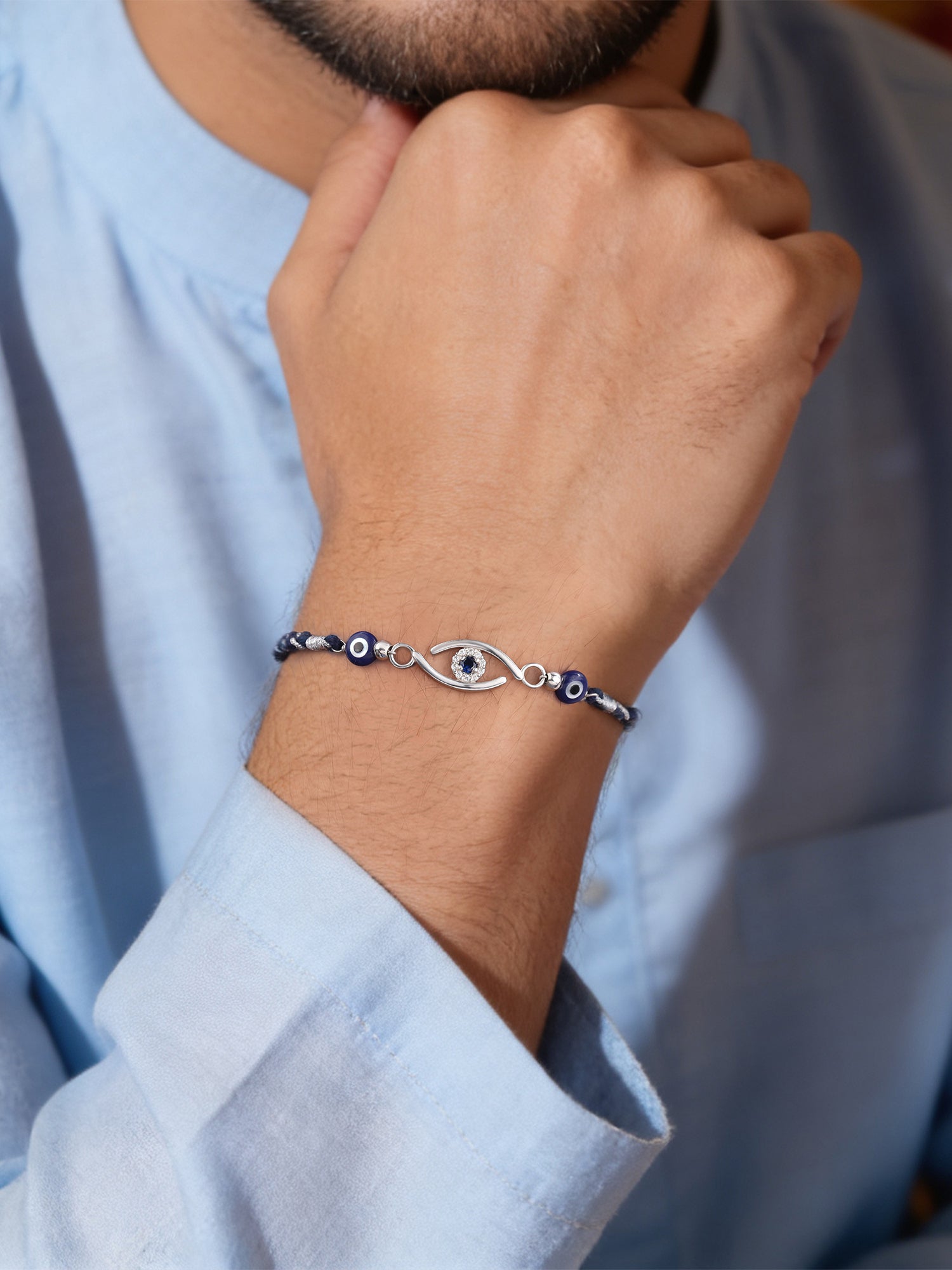 Evil Eye Silver Rakhi For Brother
