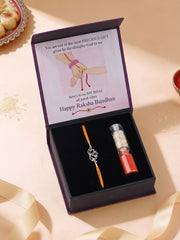 Lotus Grace Garnet Silver Rakhi