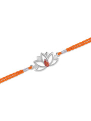 Lotus Grace Garnet Silver Rakhi