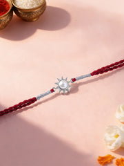 Sun Glow Pearl Silver Rakhi