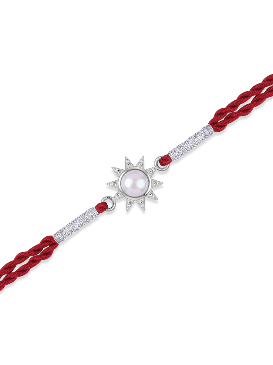 Sun Glow Pearl Silver Rakhi