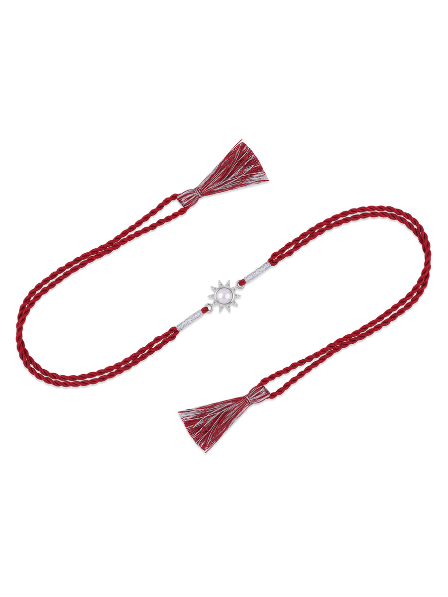 Sun Glow Pearl Silver Rakhi