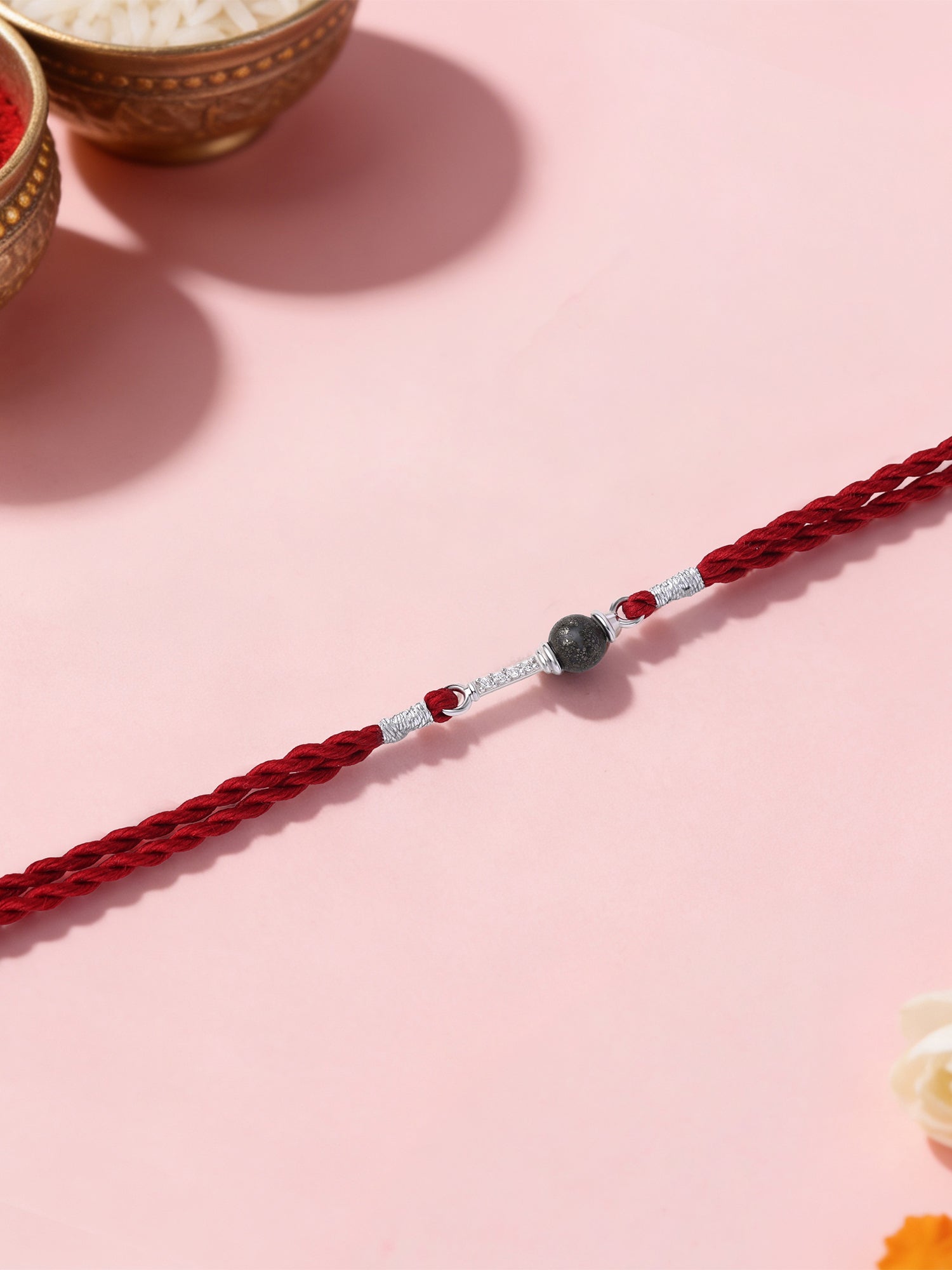 Pyrite Hanuman Gada Silver Rakhi