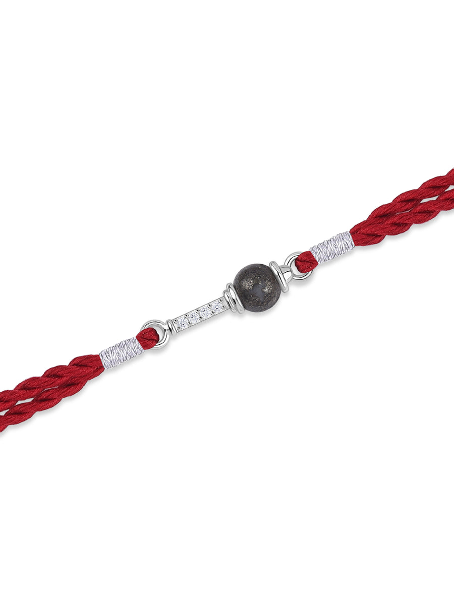 Pyrite Hanuman Gada Silver Rakhi