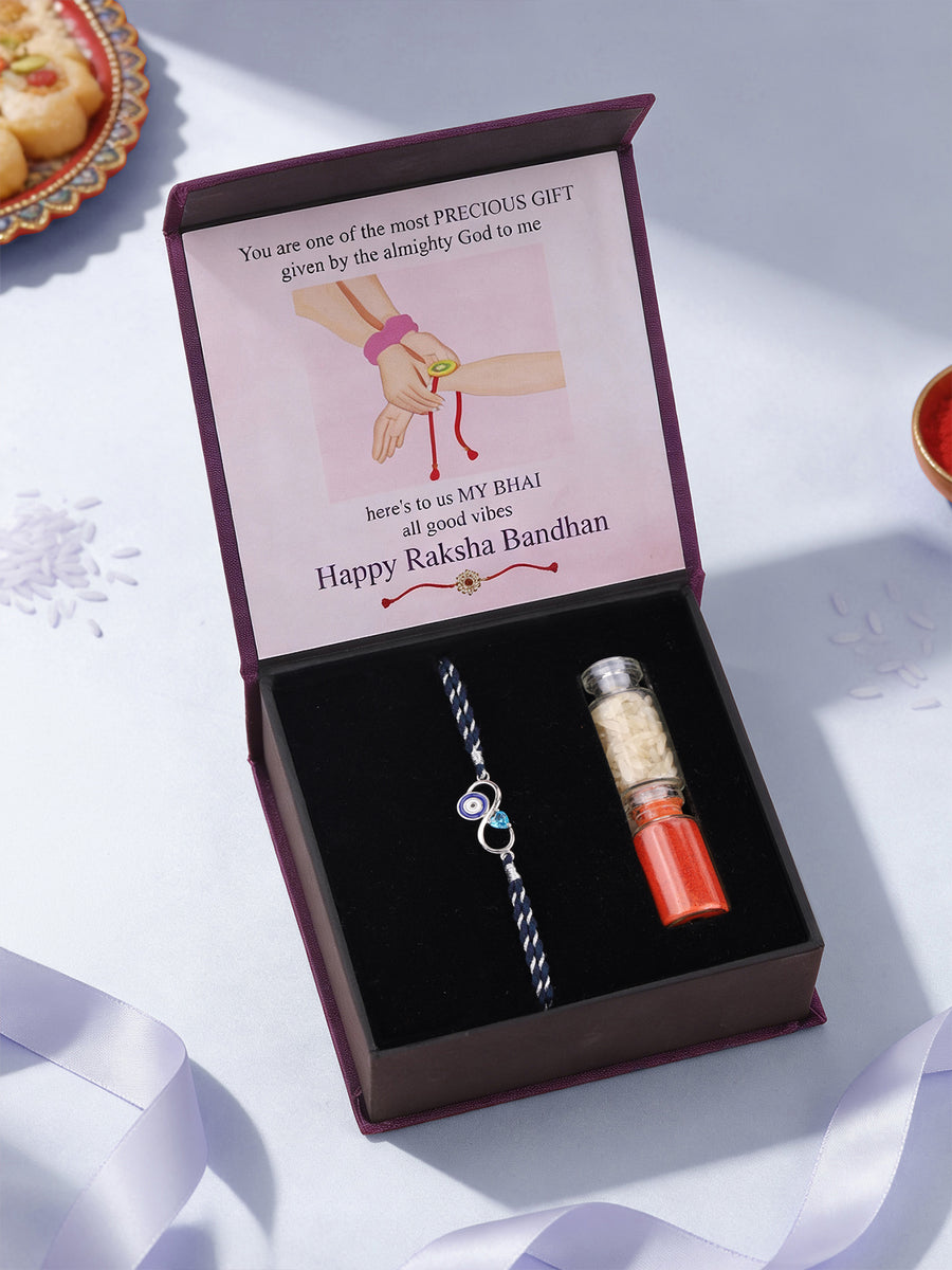 Infinity Evil Eye Silver Rakhi