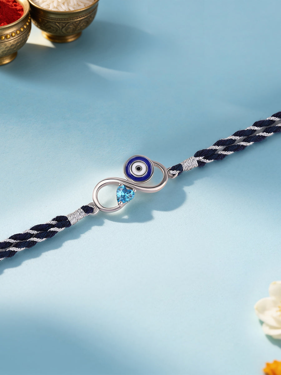 Infinity Evil Eye Silver Rakhi